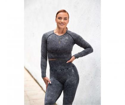 M-NUTRITION Sports Wear Washed Long Sleeve Crop Top