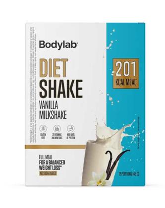 Bodylab Diet Shake, 12 x 45 g, Vanilla Milkshake (päiväys 3/24)