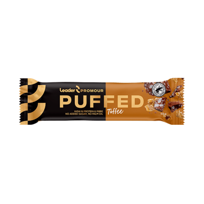 Leader Puffed proteiinipatukka, 40 g, Toffee