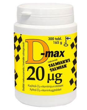 D-max 20 µg, Salmiakki, 300 tabl.